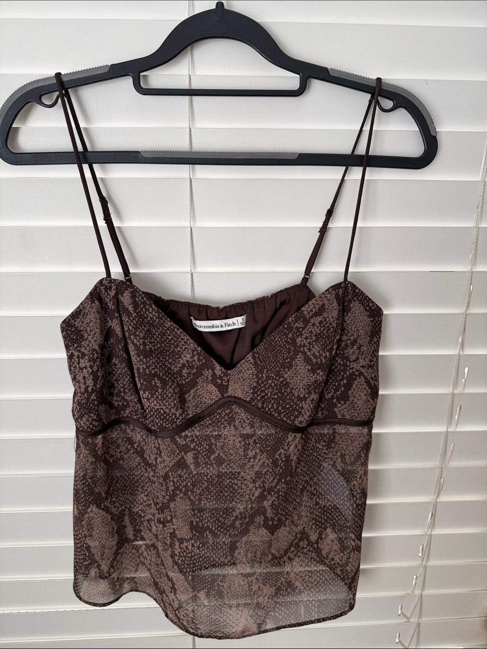 Abercrombie & Fitch Brown Snake-Print Sheer Spaghetti Strap Cami